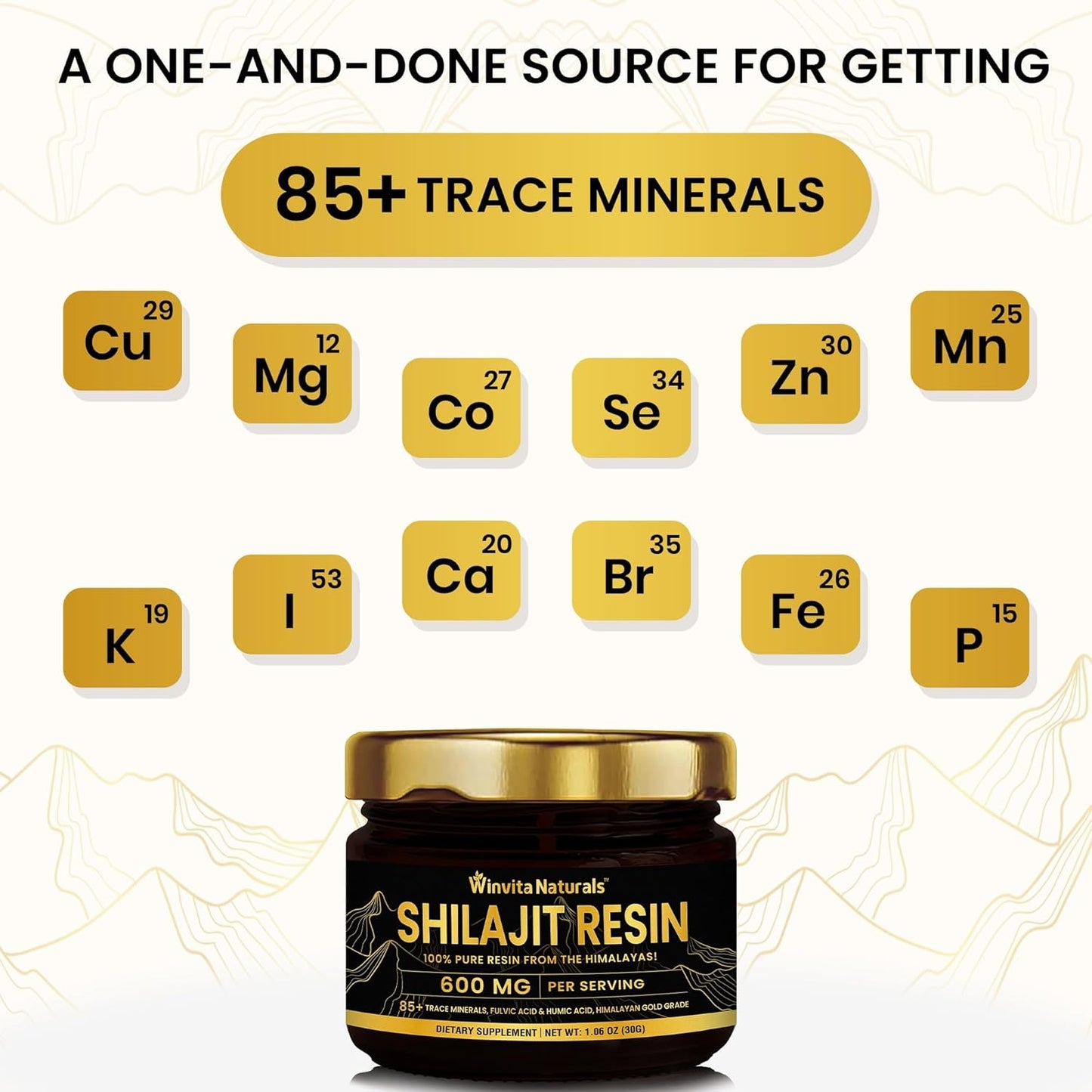 100% Pure Himalayan Organic Shilajit Resin - 600mg Gold Grade Supplement with Fulvic Acid & 85+ Trace Minerals for Energy, Focus, Metabolism & Immune Support - 30g