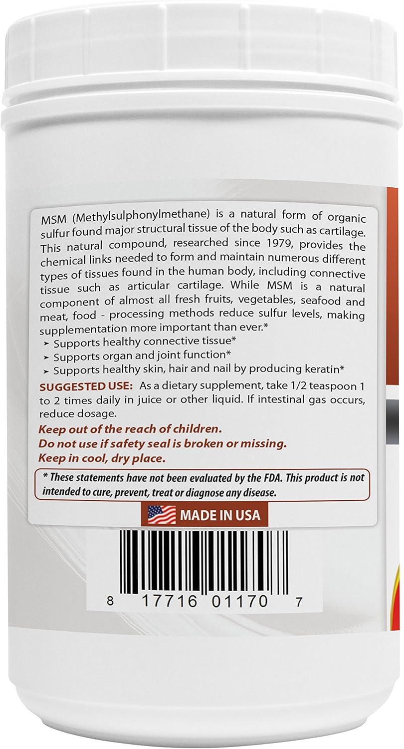 100% Pure MSM Powder - Best Naturals, 1 Pound - Top Quality Sulfur Supplement
