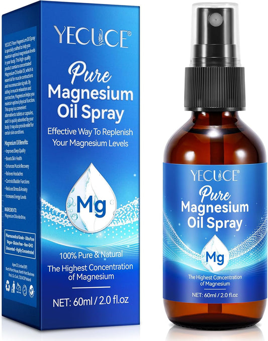 100% Pure & Natural ISUNRISE Magnesium Oil Spray for Feet - 2.0 fl.oz Bottle, Easy Absorption