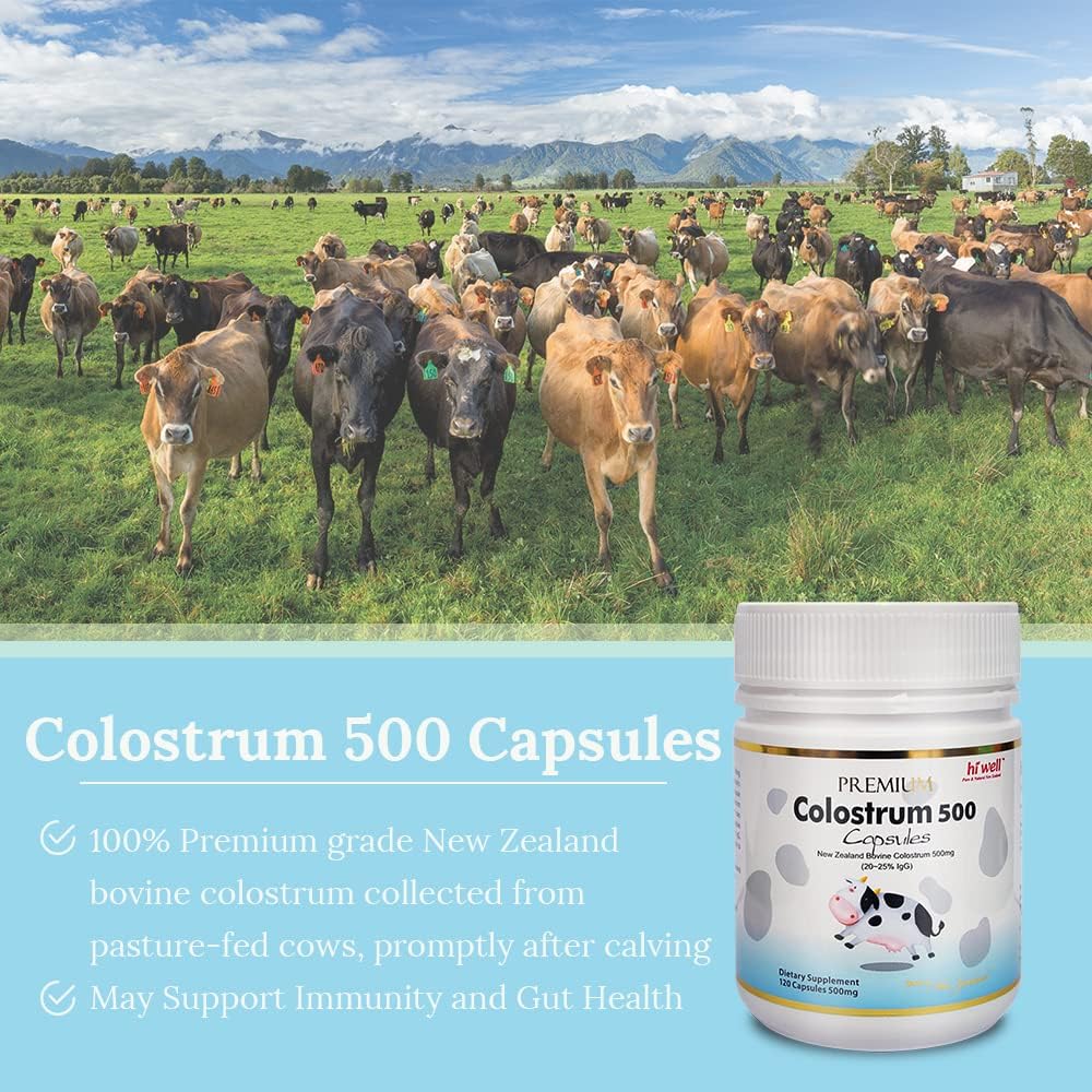 100% Pure New Zealand Bovine Grass-Fed Colostrum Capsules - Hi Well Premium Quality