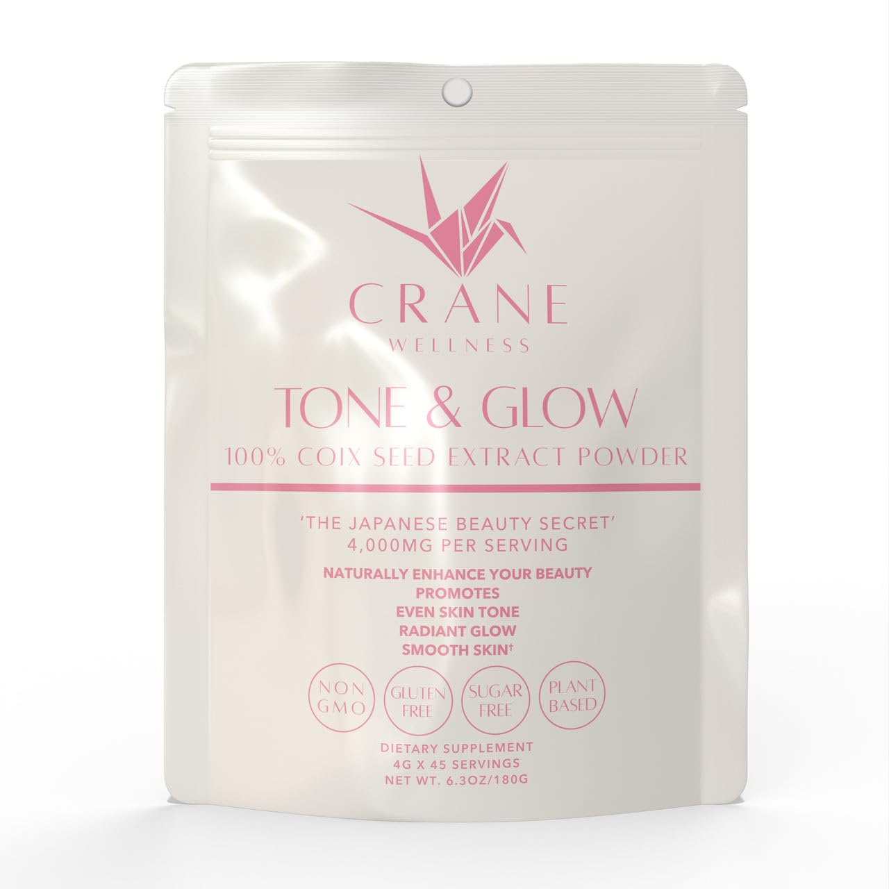 100% Pure Non-Gmo Coix Seed Extract Powder for Radiant Skin | Vegan, Gluten Free, Concentrated | Made in Japan