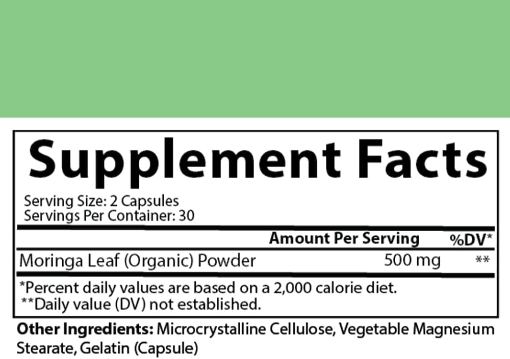 100% Pure Organic Moringa Leaf Powder Supplement for Body Detox and Digestive Health - Angry Supplements (1 Bottle)