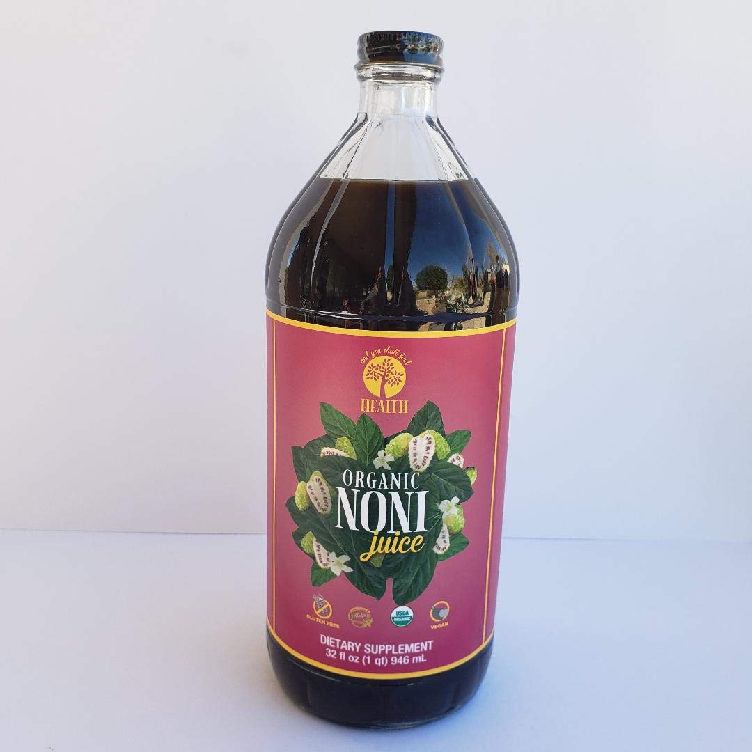100% Pure Organic Noni Fruit Juice - 32oz Glass Bottle - Rich in Flavanols, Minerals, and Vitamins - Gluten-Free & Vegan - 30g Noni Superfruit Per Serving