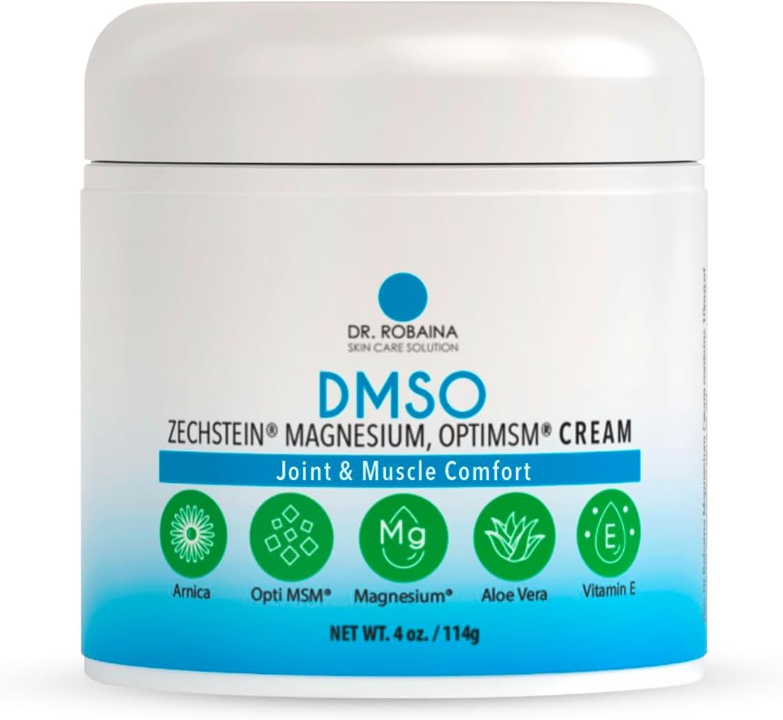 100% Pure Pharmaceutical Grade DMSO Cream with Zechstein Magnesium, Arnica, Aloe Vera, and Vitamin E for Muscle & Joint Relief - 4 oz - Made in USA