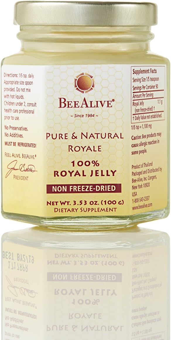 100% Pure Raw Royal Jelly Supplement - BeeAlive Queen's Royale - Natural Queen Bee Superfood for Immune Support and Energy Boost