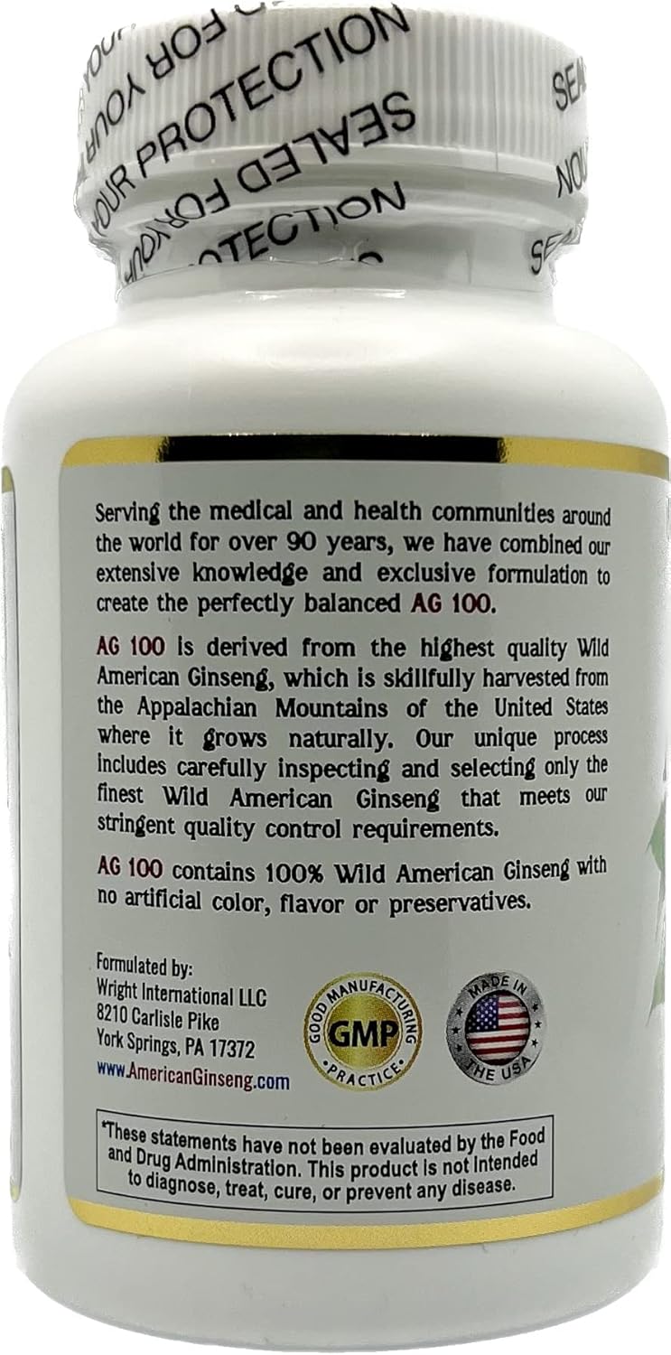 100% Pure Wild American Ginseng Capsules - AG 100