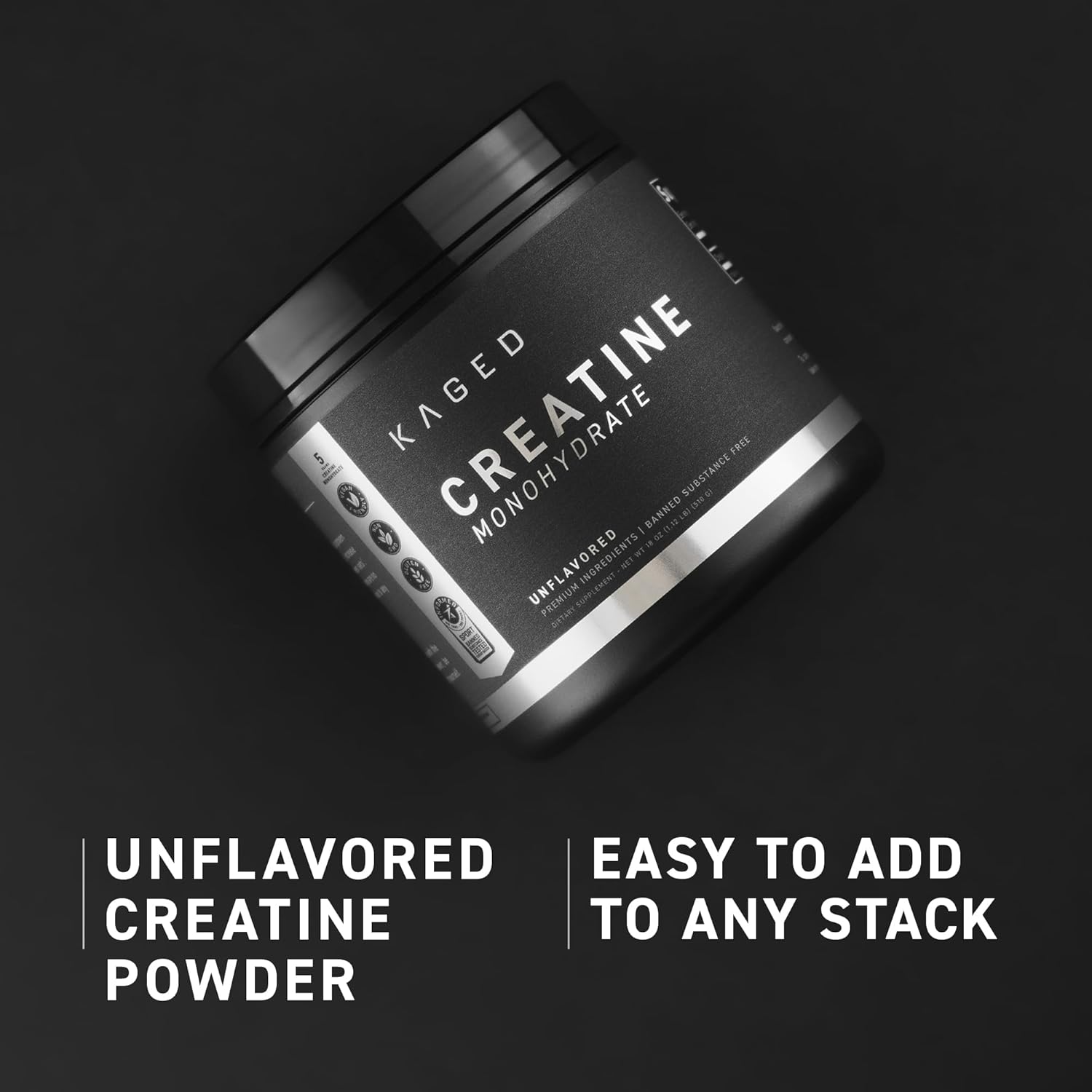 100 Servings Kaged Creatine Monohydrate Micronized Powder - Unflavored Muscle Recovery & Growth Supplement, Vegan, Gluten Free, Keto Friendly
