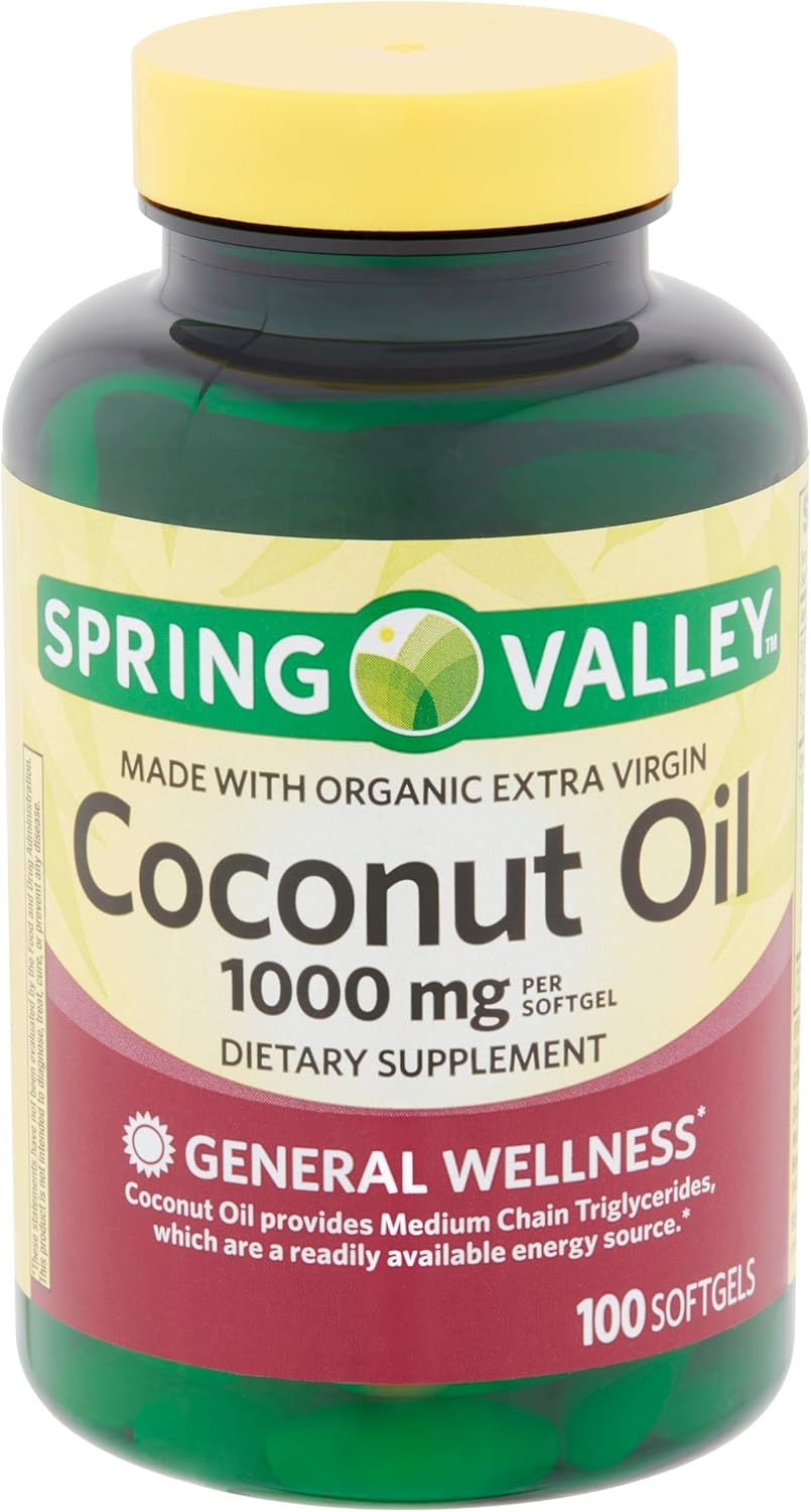 100 Softgels of Spring Valley Extra Virgin Coconut Oil with 1,000 MG