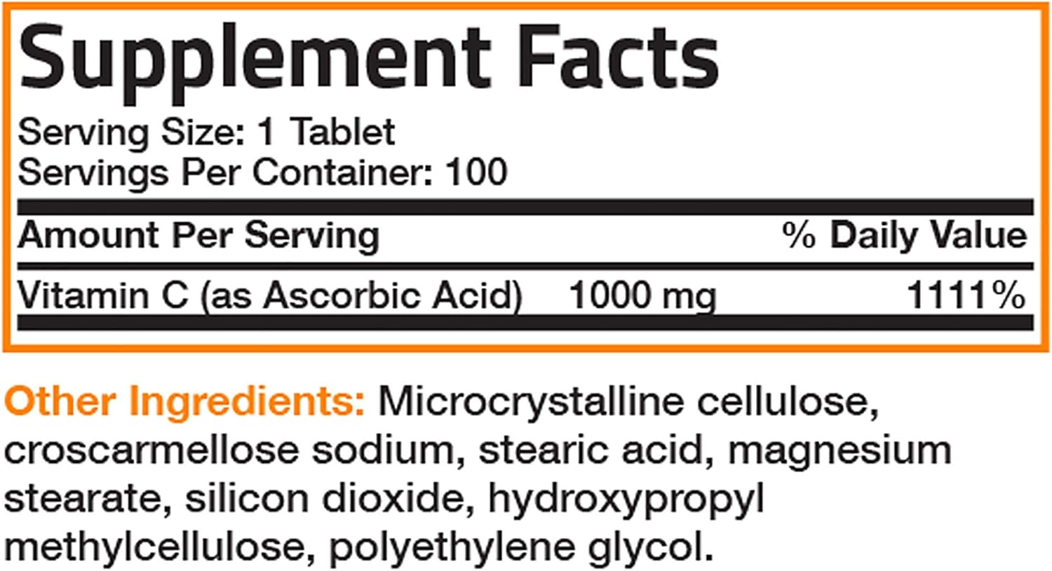 100 Tablets Bronson Vitamin C 1000 mg Premium Non-GMO Ascorbic Acid for Immune System & Antioxidant Support