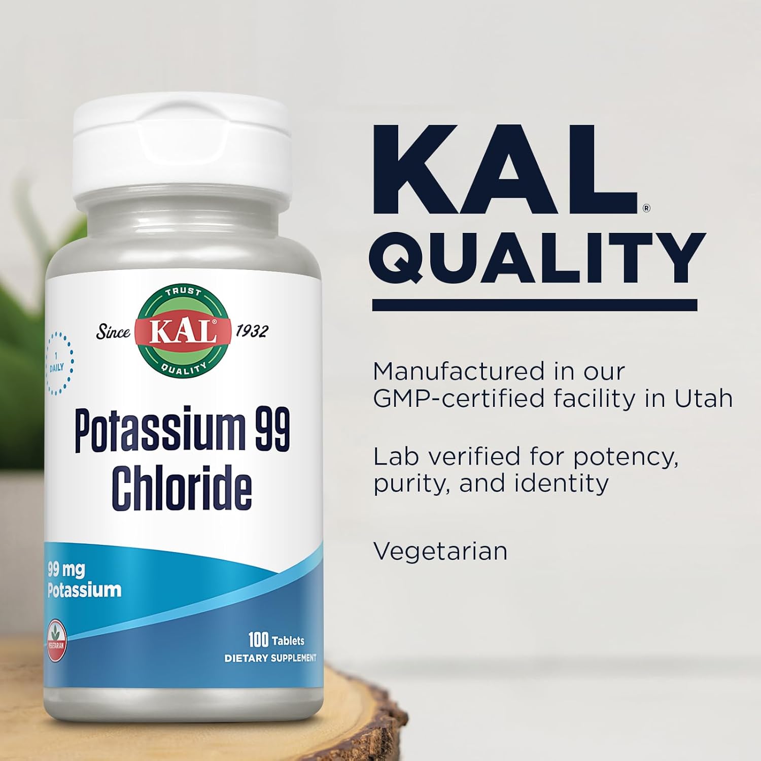 100 Tablets of KAL 99 Mg Potassium Chloride Supplement