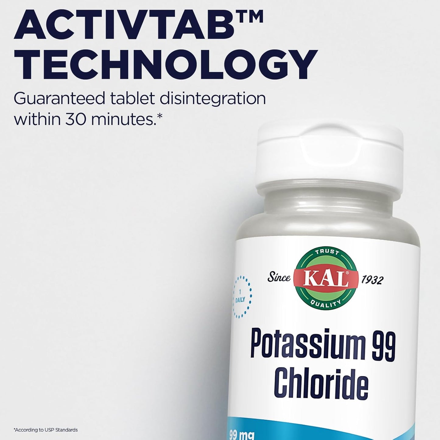 100 Tablets of KAL 99 Mg Potassium Chloride Supplement