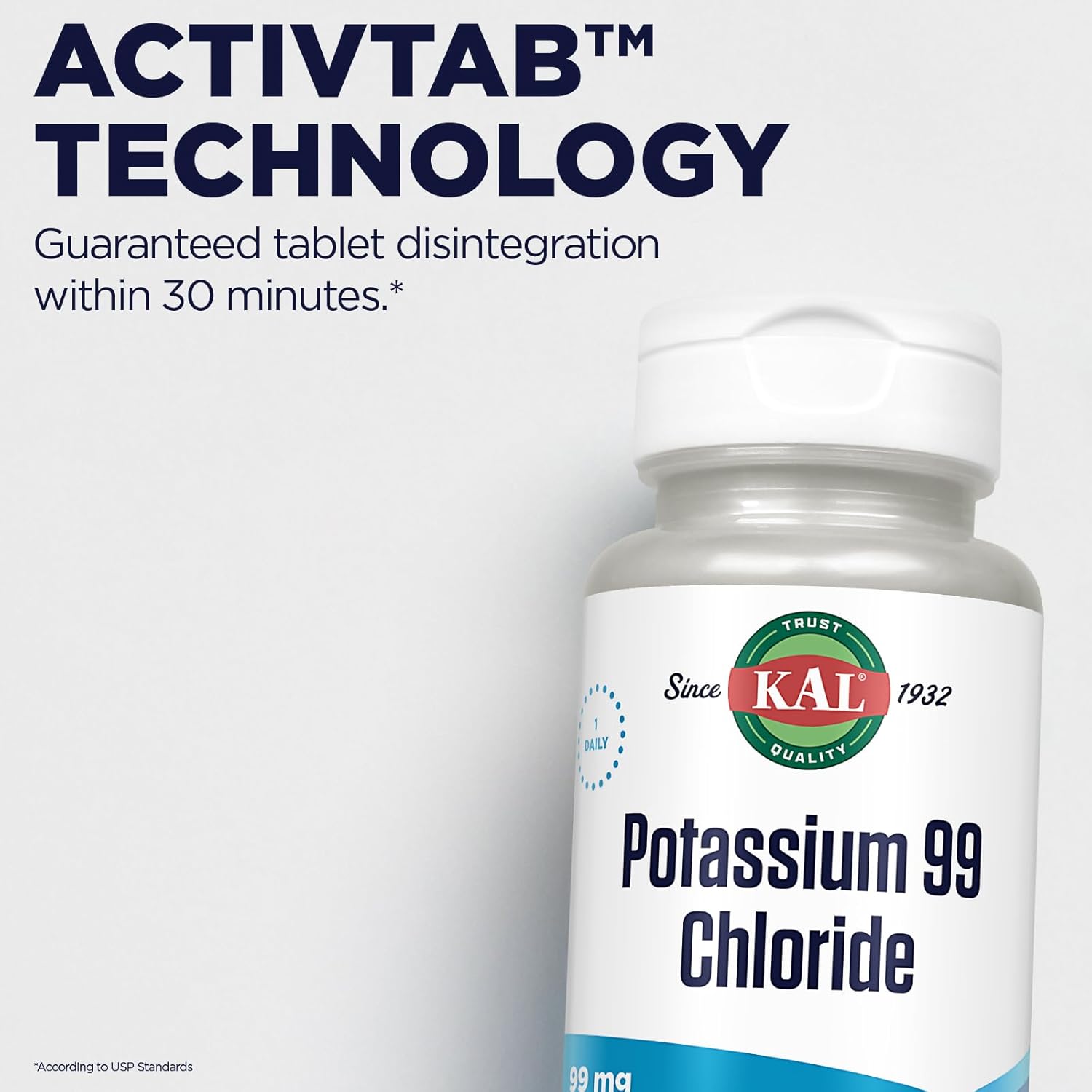 100 Tablets of KAL 99 Mg Potassium Chloride Supplement