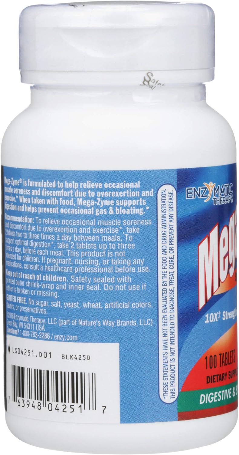 100 Tablets of MegaZyme Pancreatic Enzymes for Maximum Strength