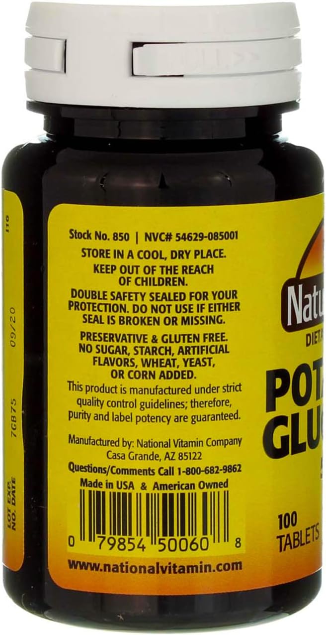 100 Tablets of Nature's Blend Potassium Gluconate 500mg - Dietary Supplement for Heart & Muscle Health