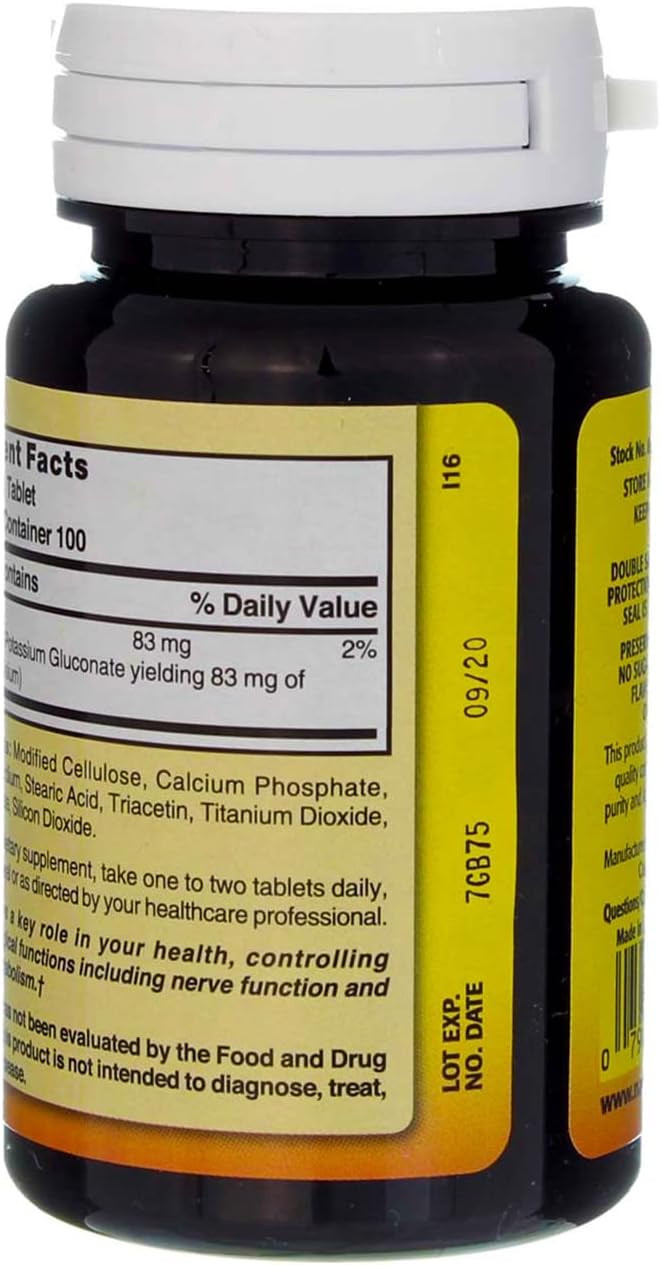 100 Tablets of Nature's Blend Potassium Gluconate 500mg - Dietary Supplement for Heart & Muscle Health