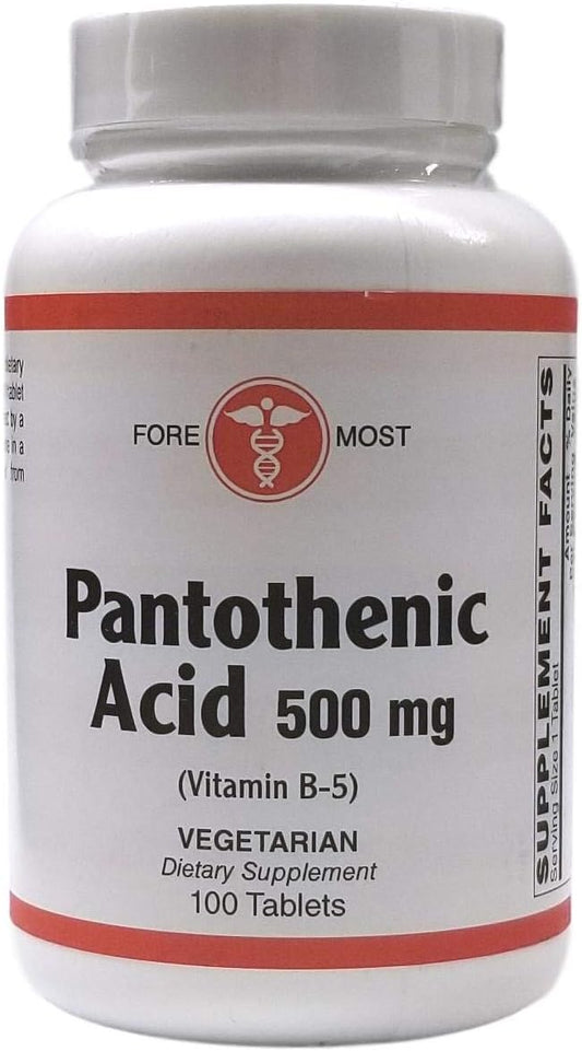 100 Tablets of Pantothenic Acid by Holistic Health International, LLC for Optimal Health