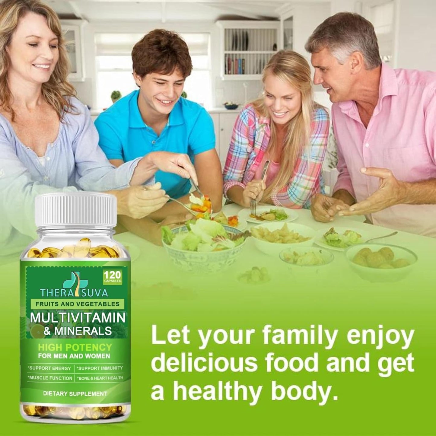 100% Vegan Multivitamin & Minerals with B Complex, Calcium, Magnesium, Zinc - Whole Food Supplement for Men & Women - 120 Capsules