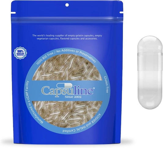 1000 Count Clear Size 00 Empty Vegan Capsules - Vegetarian, Kosher, Non-GMO, Halal Certified - DIY Vegetable Capsule Filling