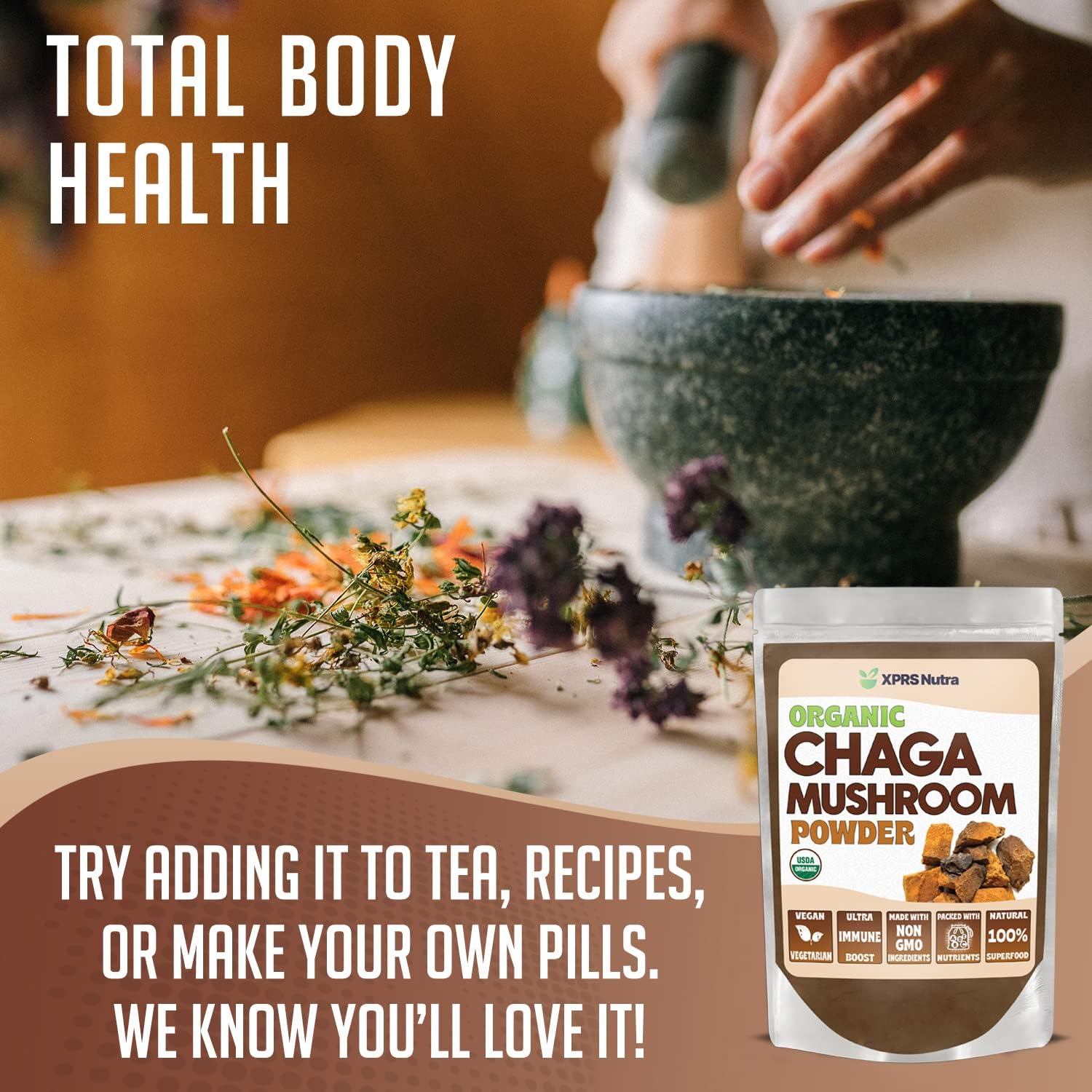 1000 Count Size 0 XPRS Nutra Capsules & 16oz Chaga Powder Bundle