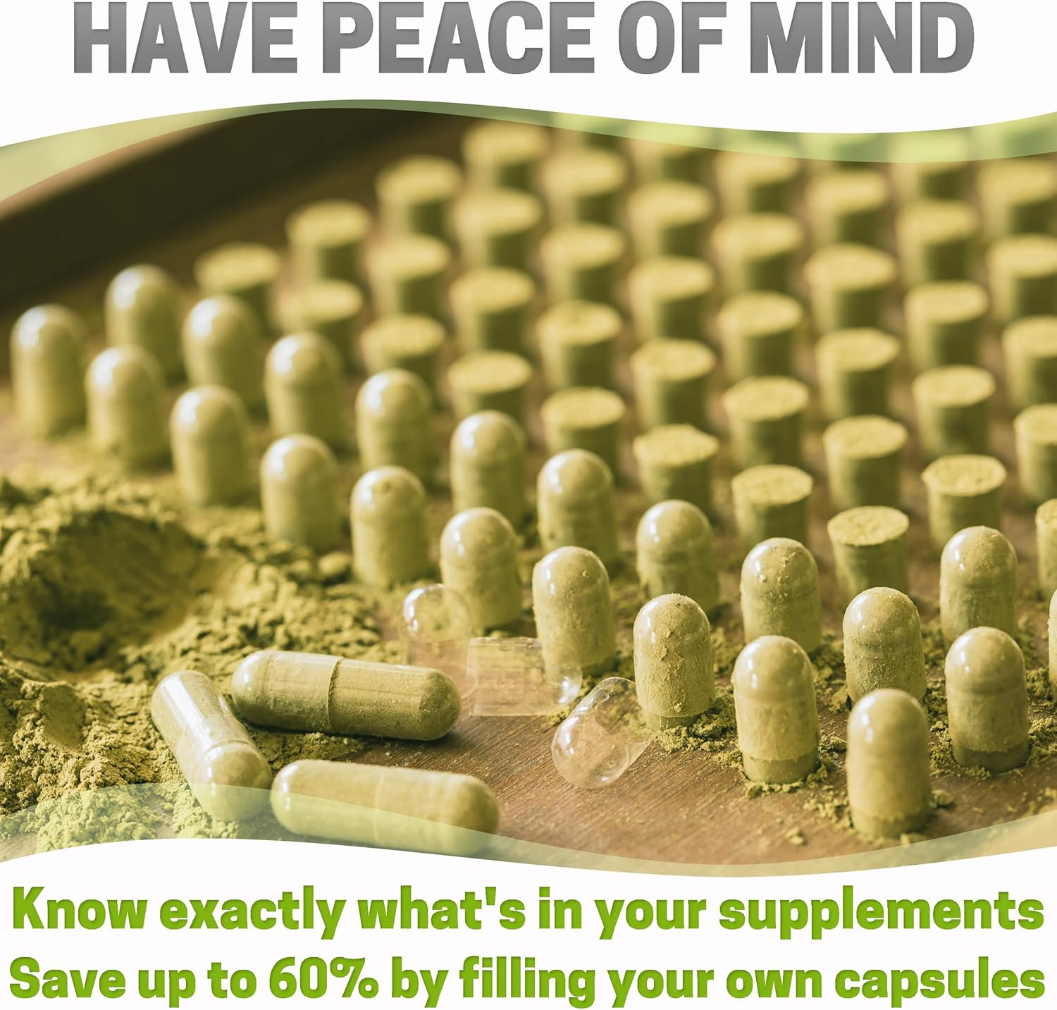 1000 Count XPRS Nutra Size 00 Vegan Empty Capsules - DIY Vegetable Filling - Sage Green Empty Veggie Pill Caps