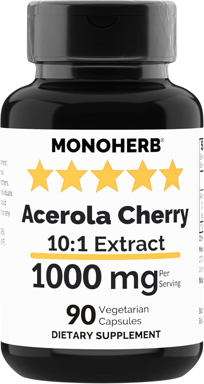 1000 mg Acerola Cherry Extract Capsules - 90 Count by MONOHERB