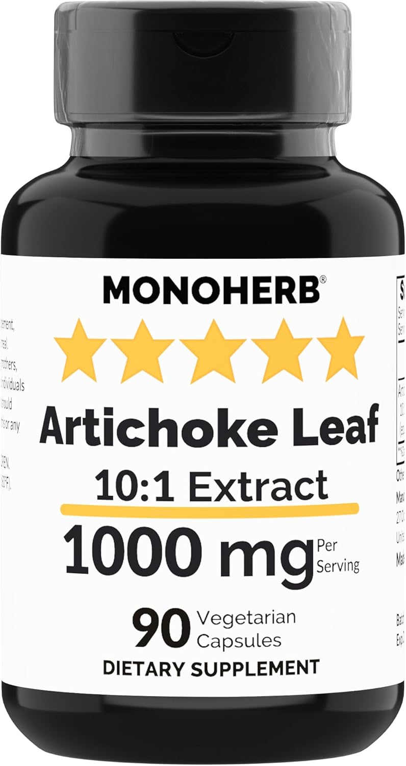 1000 mg Artichoke Leaf Extract Capsules - 90 Vegetarian Capsules by MONOHERB