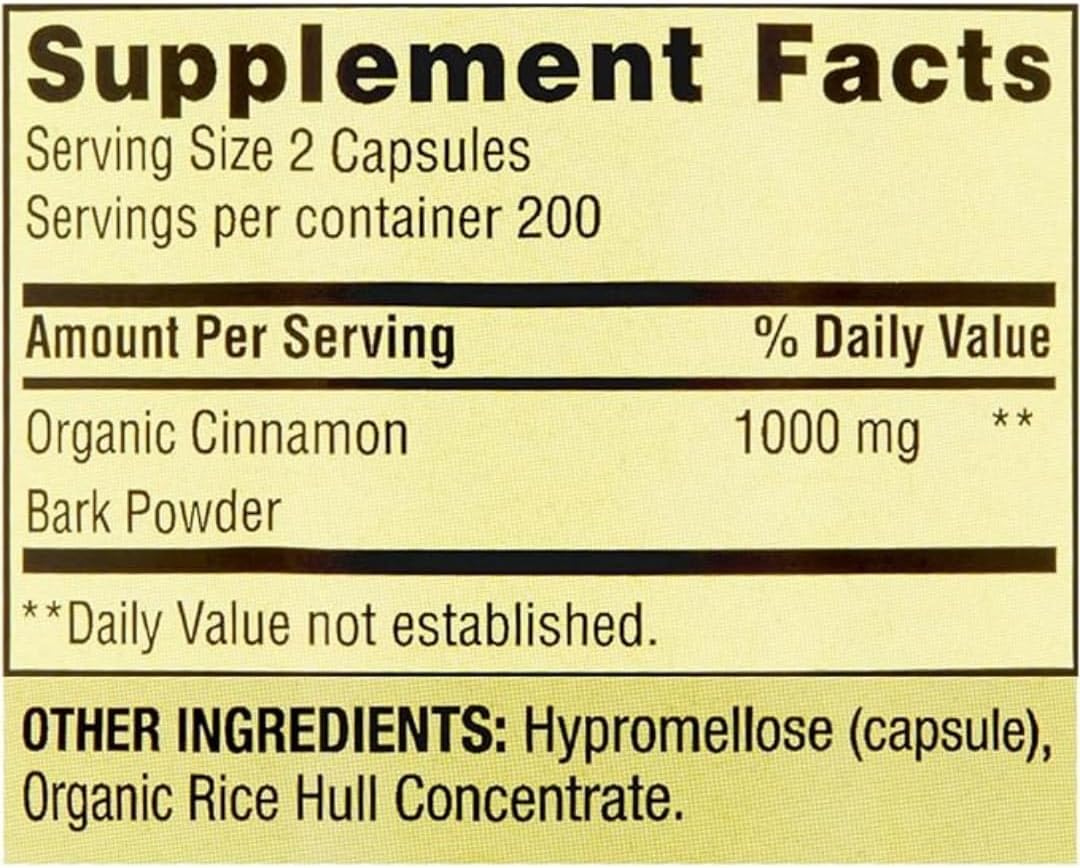1000 mg ResMask Spring Valley Cinnamon Supplement for Metabolism Support - 400 Vegetarian Capsules with Sticker