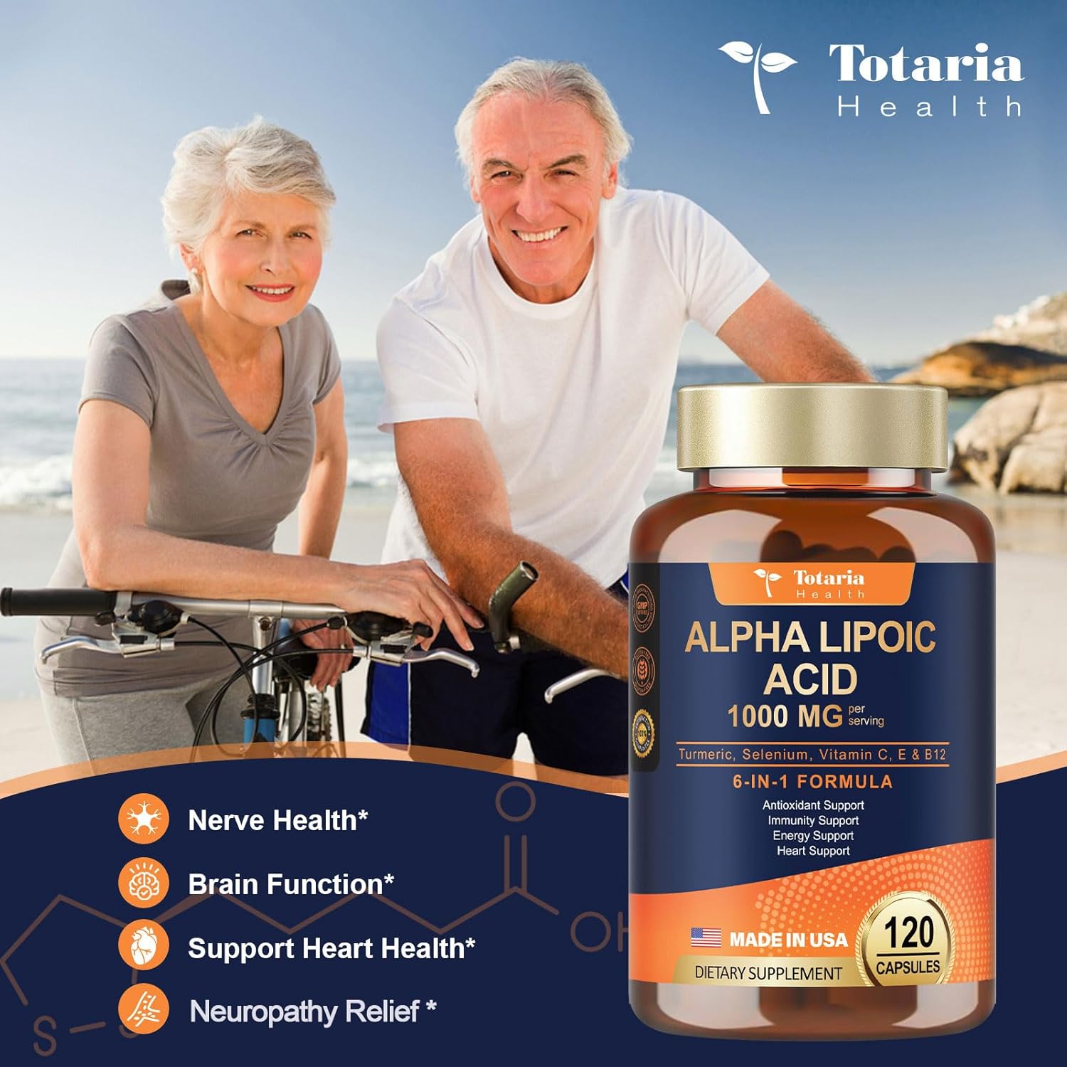 1000mg ALA Supplement Capsules for Neuropathy Support and Anti-Aging