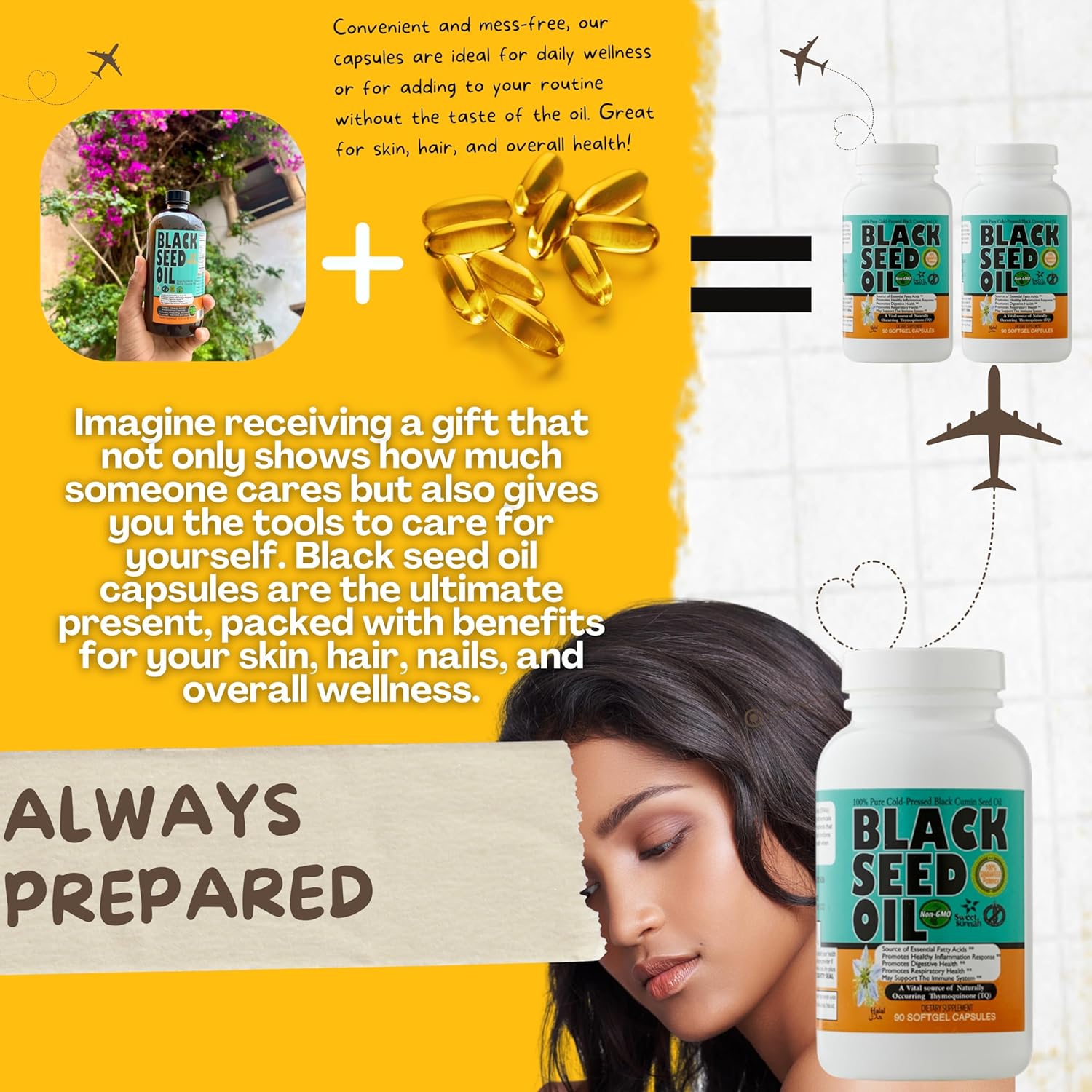 1000mg Black Seed Oil Capsules - Lab Tested Turkish Nigella Sativa with 3X Thymoquinone - USA Made Cold-Pressed Kalonji Oil - Hair, Brain & Immune Support - Non-GMO Sweet Sunnah