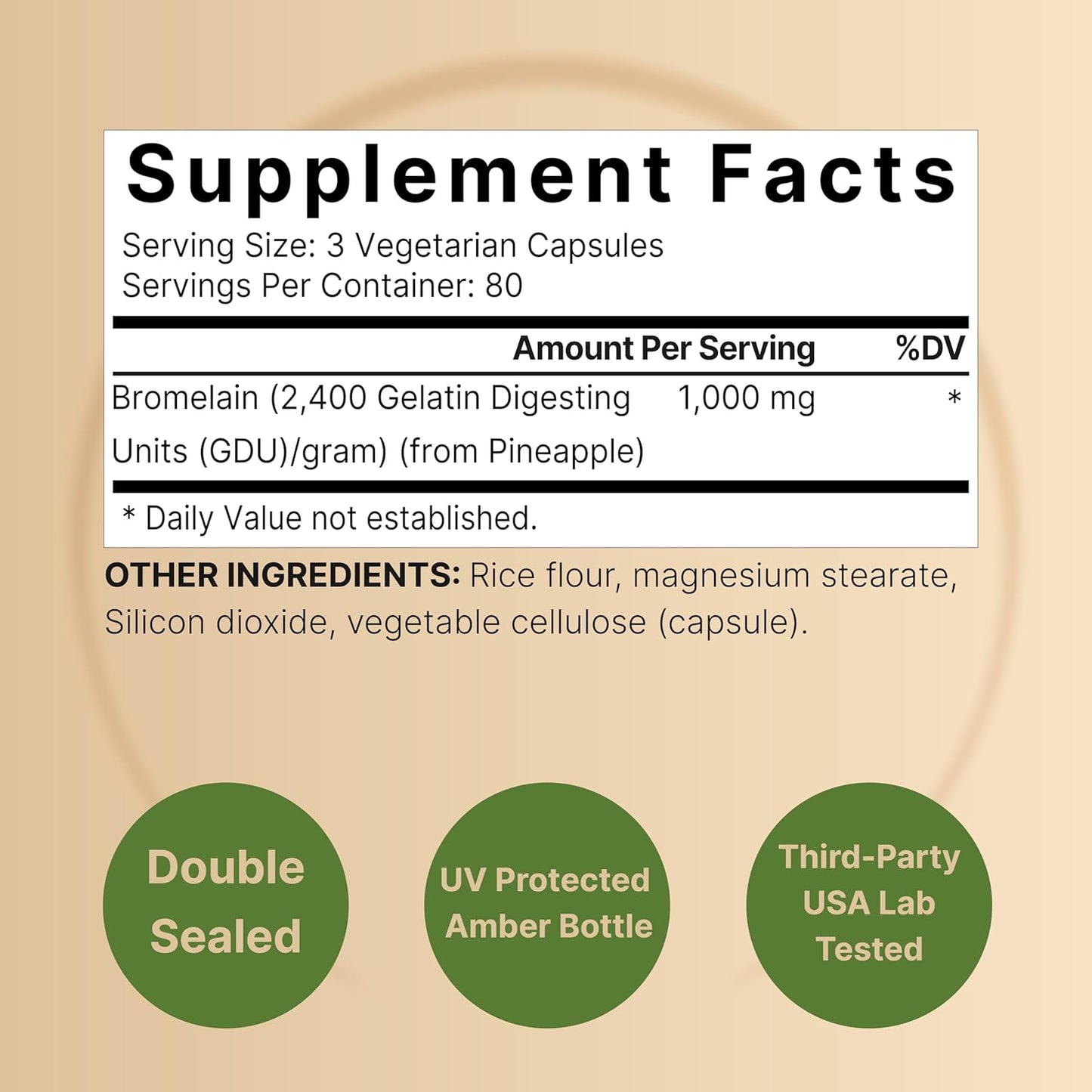 1,000mg Bromelain Enzymes Supplement - 240 Veggie Capsules, Joint Support & Digestive Aid - Fresh Pineapple Source, Non-GMO - NatureBell