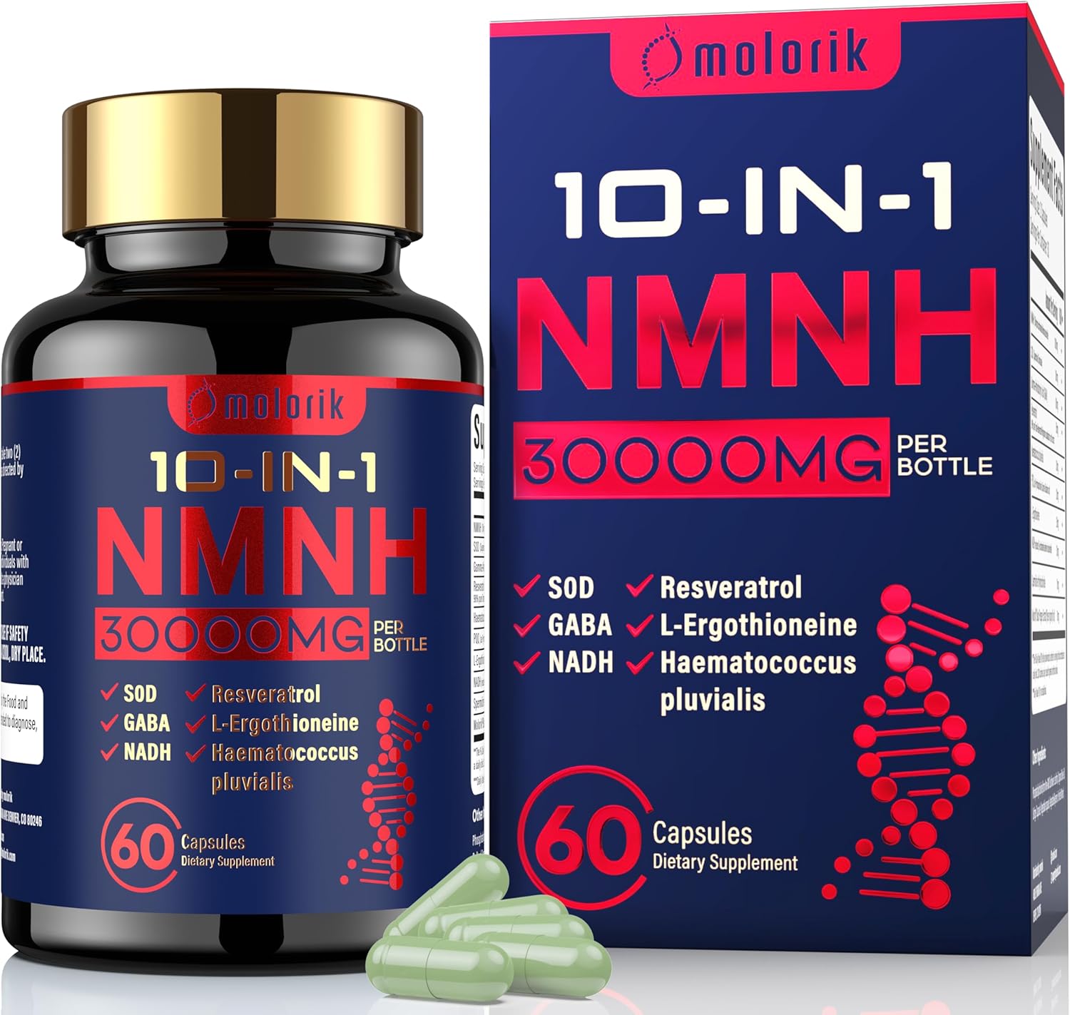 1000mg Dihydronicotinamide Mononucleotide Supplement for Anti-Aging & Energy - 60 Capsules - Non-GMO & Gluten Free