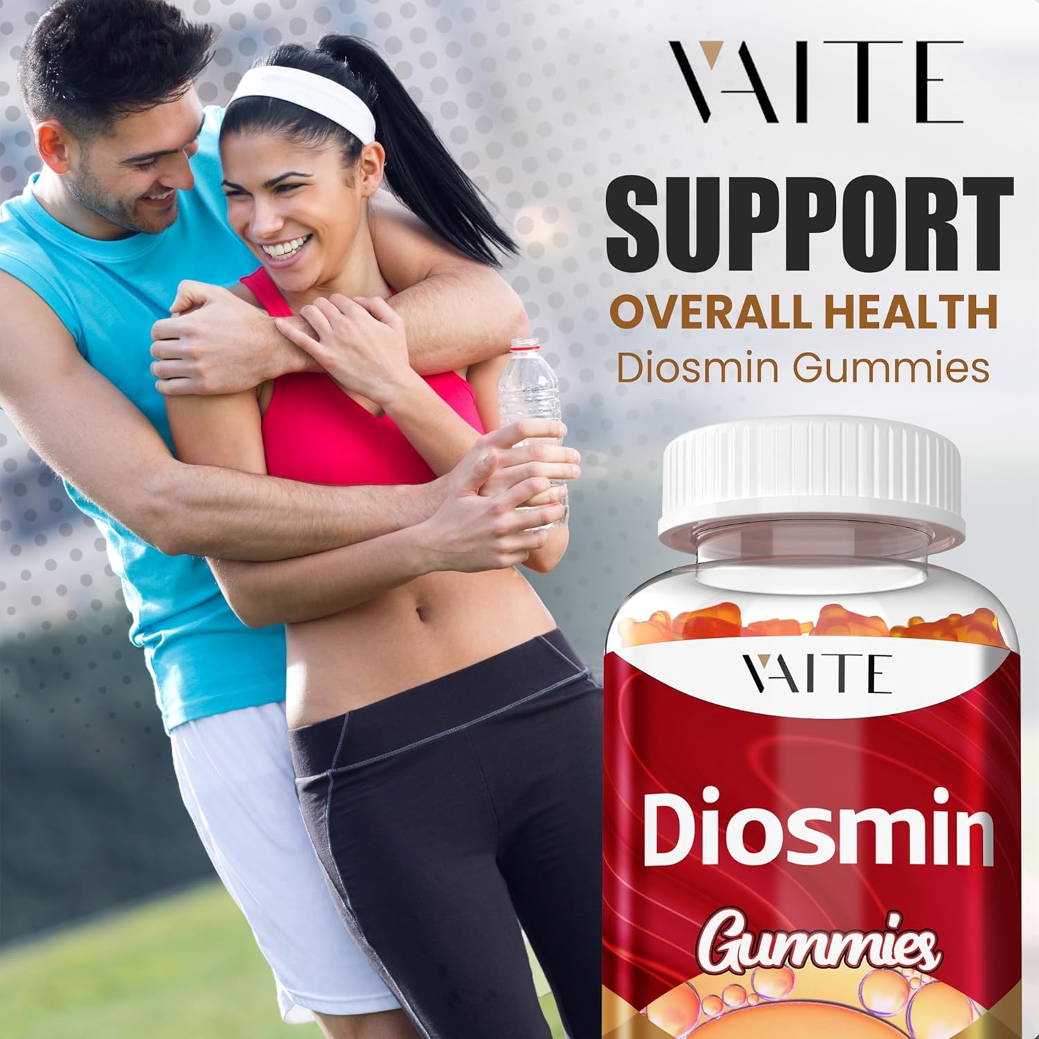 1000mg Diosmin Vein Support Gummy Supplement for Varicose Veins - Citrus Bioflavonoids, Venous Optimizer, Leg Health Formula - 60 Vegan Gummies