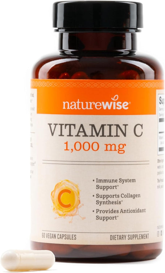 1000mg Extra Strength Vitamin C Capsules for Daily Immune Support - Vegan, Non-GMO, Gluten Free - 60 Count Bottle