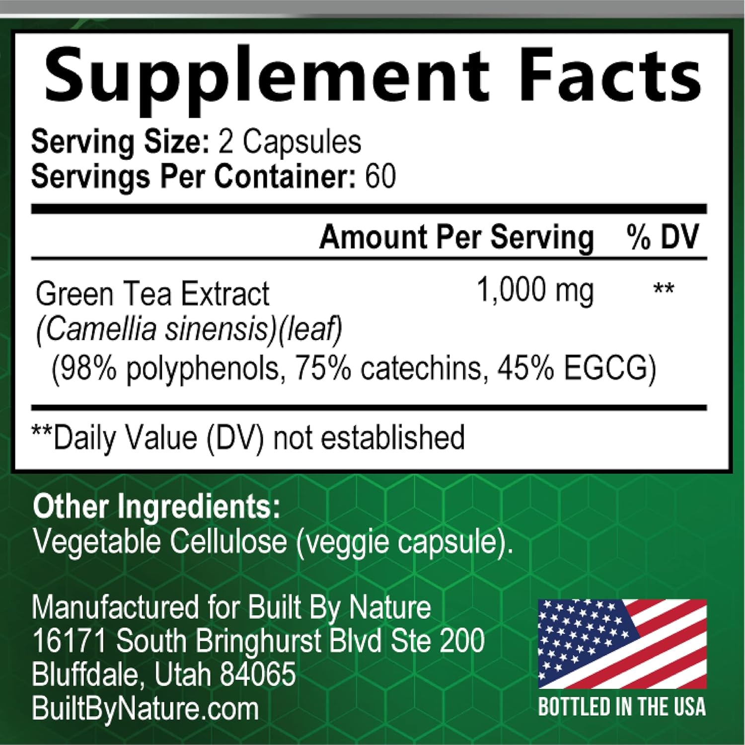 1000mg Green Tea Extract Pills - High Potency Antioxidant Supplement with 98% EGCG - Boost Energy Naturally with Polyphenols - 120 Capsules