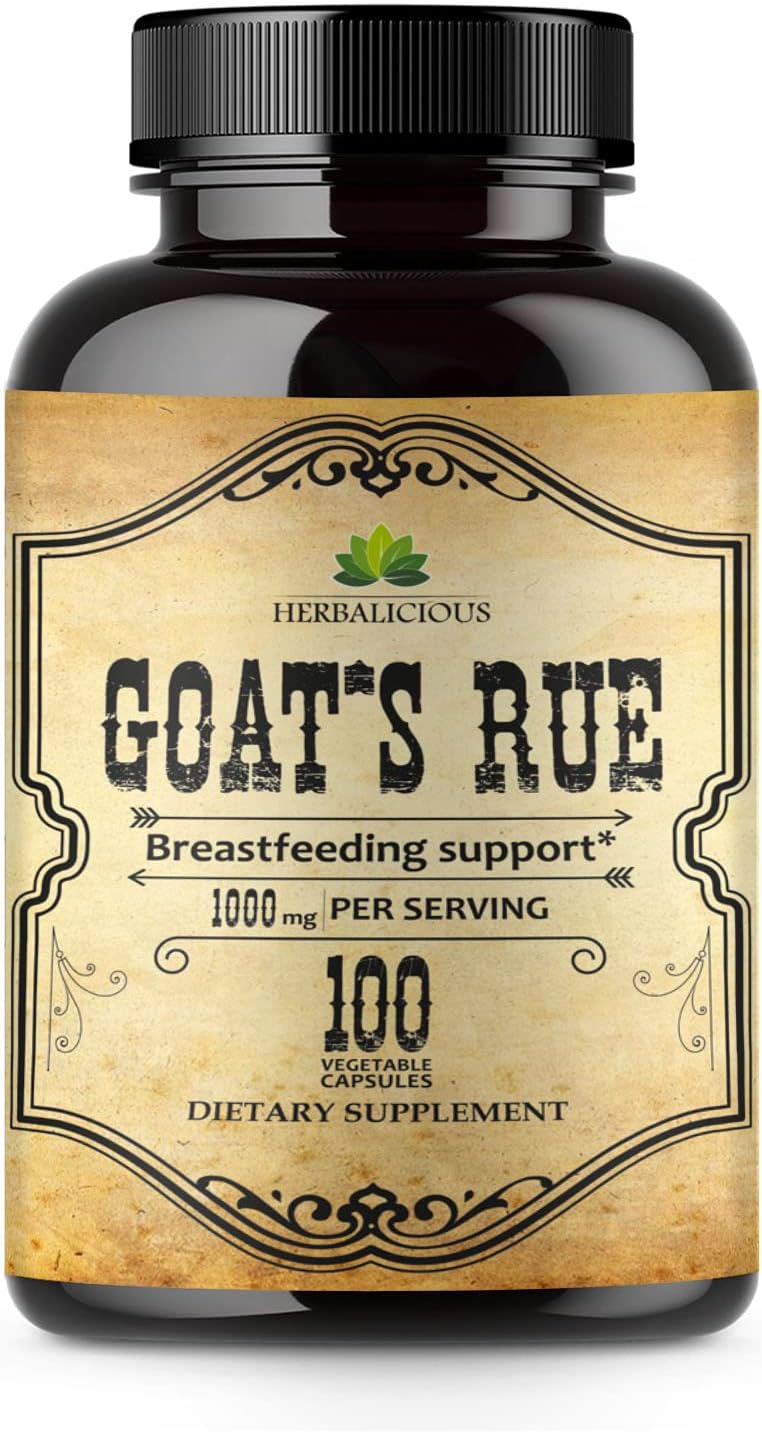 1000mg Herbal Goat's Rue Capsules - Natural Galega Officinalis Breastfeeding Supplement - Supports Breast Milk Production - 100 Capsules