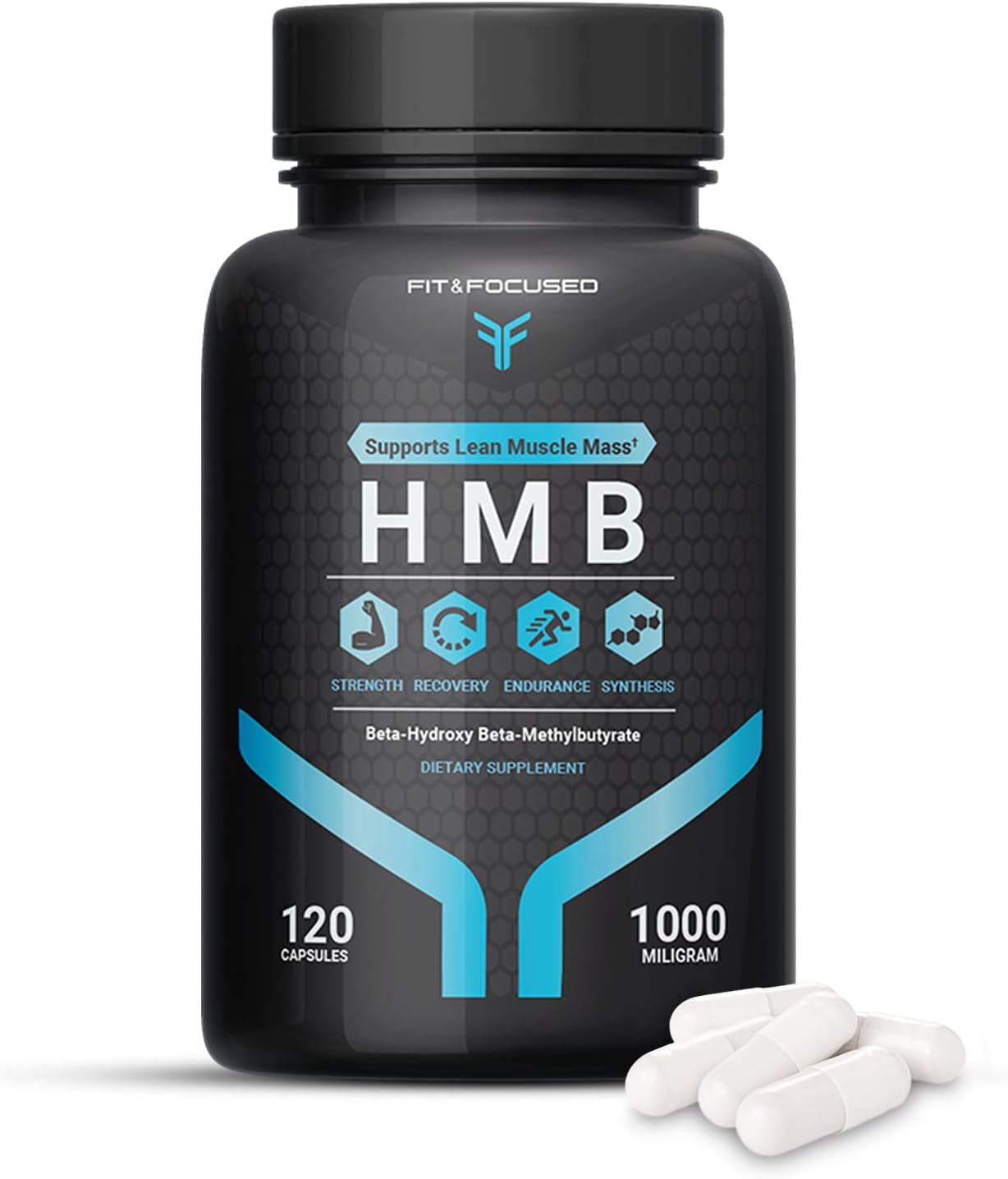 1000mg HMB βeta-Hydroxy βeta-Methylbutyrate Supplement for Muscle Recovery - 120 Capsules for Men & Women, Weightlifters & Fitness Enthusiasts