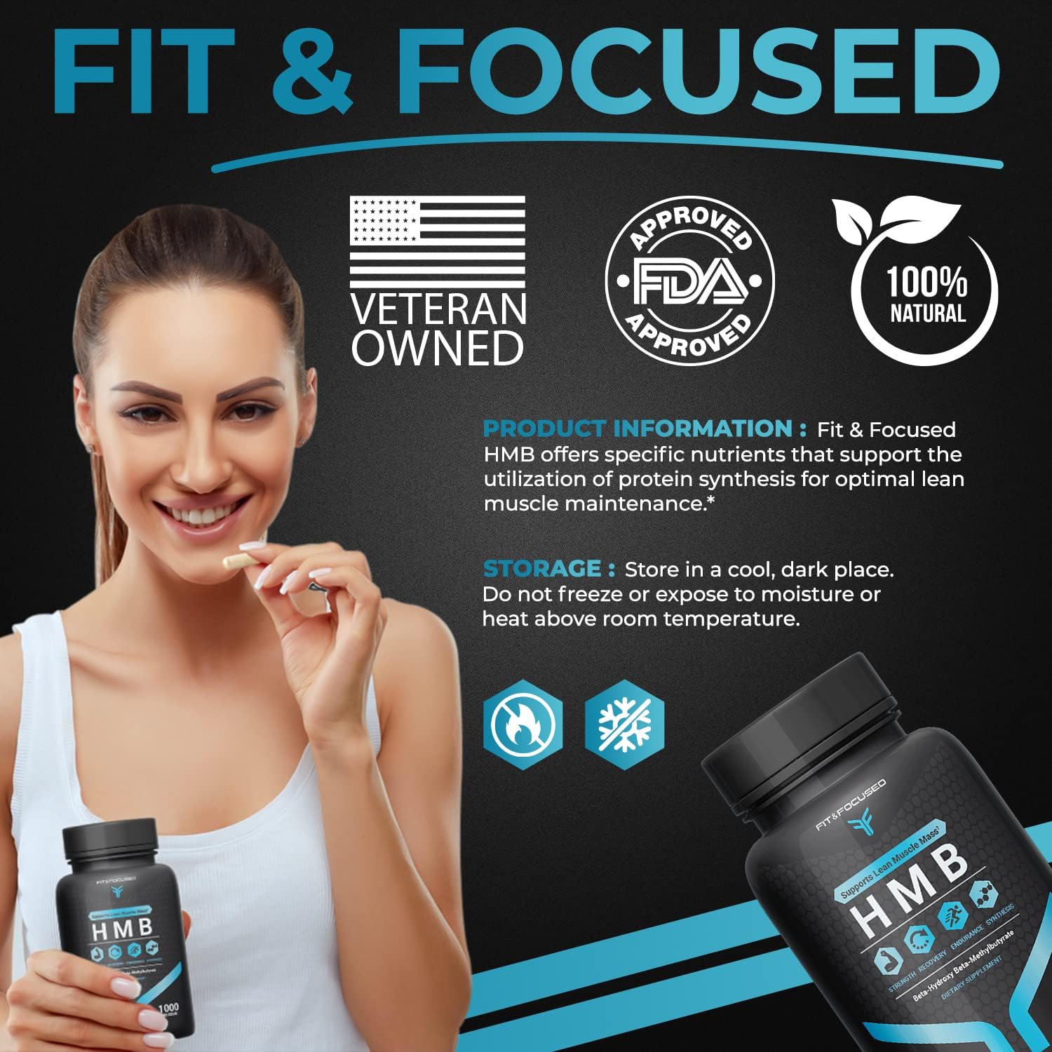 1000mg HMB βeta-Hydroxy βeta-Methylbutyrate Supplement for Muscle Recovery - 120 Capsules for Men & Women, Weightlifters & Fitness Enthusiasts