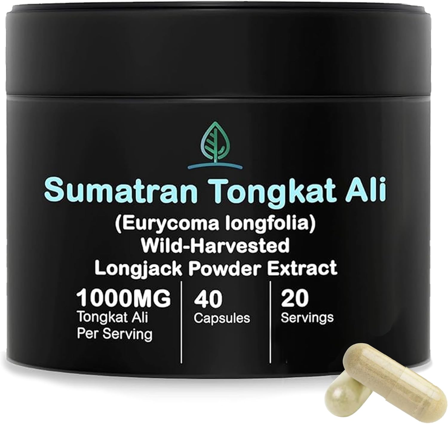 1000mg Indonesian Tongkat Ali Capsules | Wild Harvested Eurycoma Longifolia Roots | 100% Pure - No Fillers | Men and Women | 30 Day Supply
