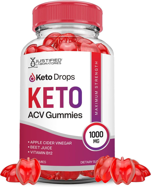1000MG Keto Drops & Gummies with ACV, Pomegranate, Beet Juice & B12 - Vegan & Non GMO - 60 Count