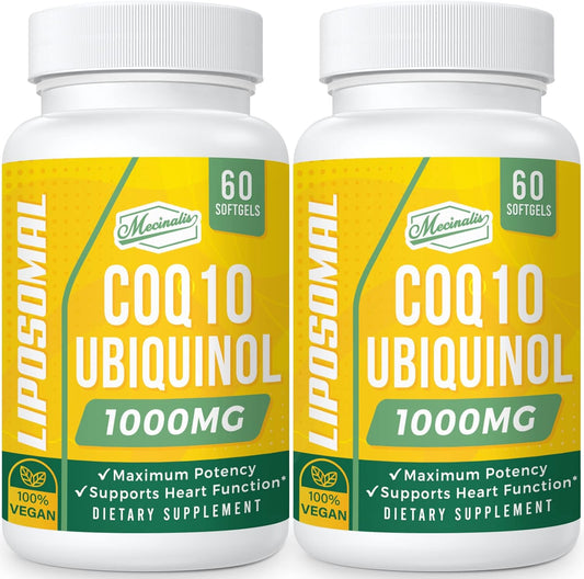 1000mg Liposomal CoQ10 Softgels for Heart Function & Energy Production - Vegan Ubiquinol Supplement with Better Absorption - Non-GMO - 120 Softgels
