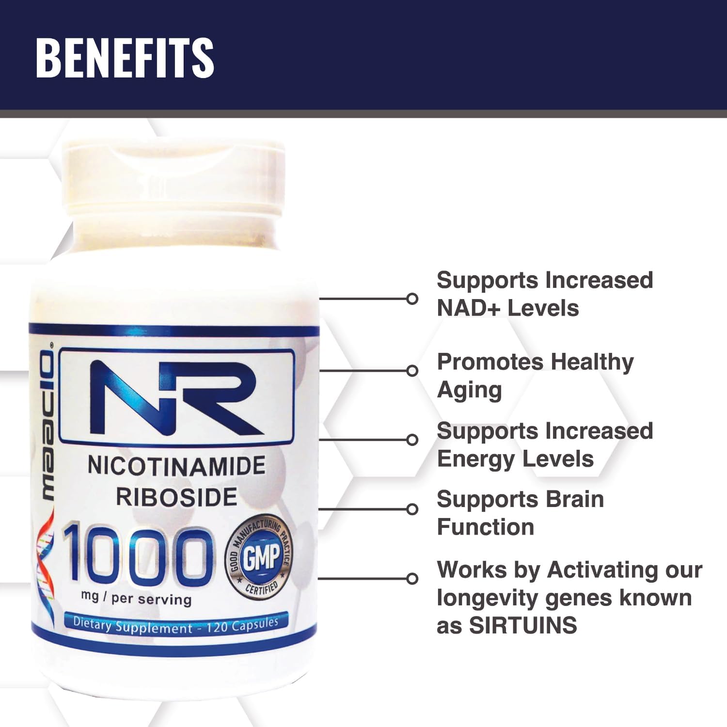 1000mg MAAC10 NR Nicotinamide Riboside | NAD+ Supplement | Lab Tested NMN Alternative