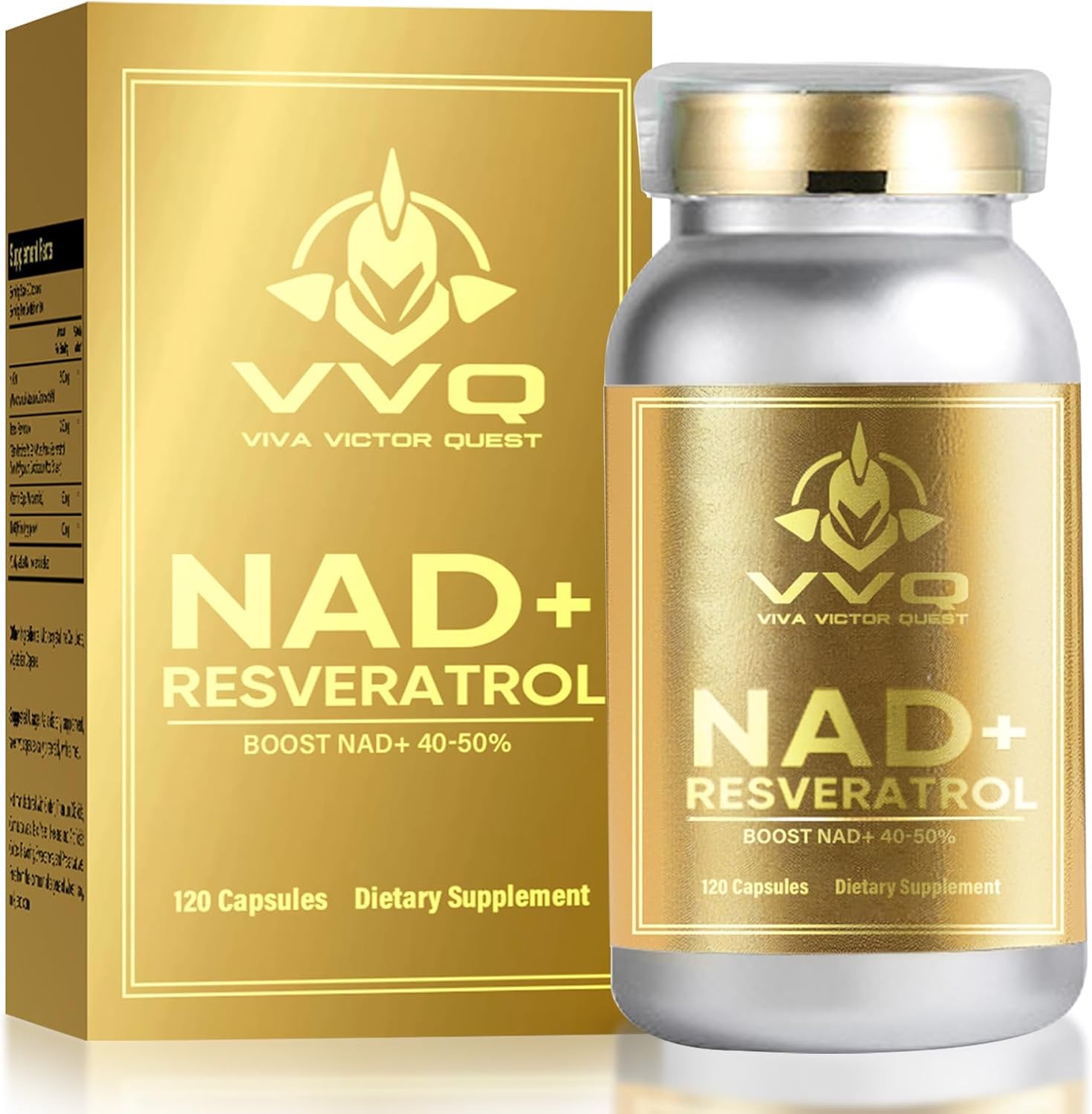 1000mg NAD Supplement Capsules - True NAD+ & Resveratrol Alternative for Anti-Aging - 120 Count