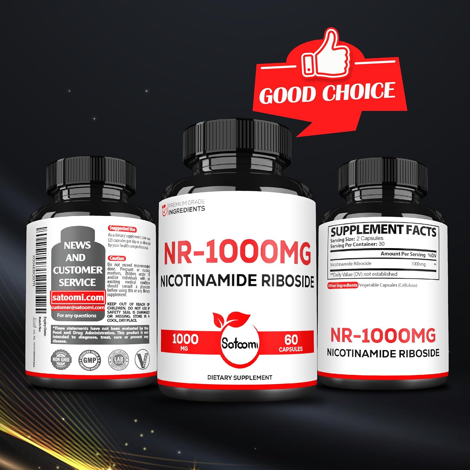 1000mg NAD Supplement with Nicotinamide Riboside NR - Supports Cellular Health, Aging, and Overall Wellness - 60 Capsules, 30 Day Supply