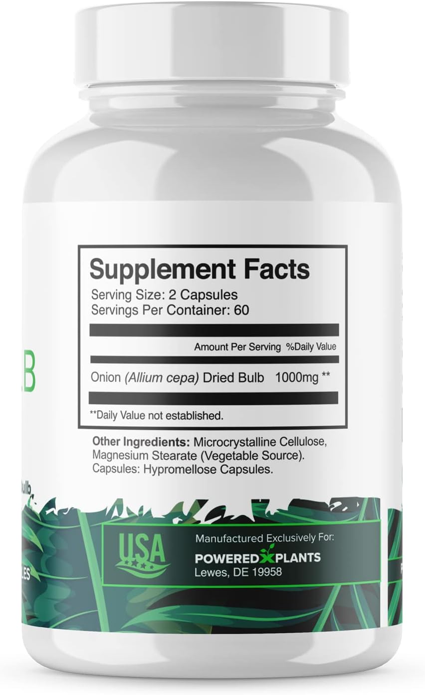 1000mg Pure Onion Bulb Extract Capsules - All Natural Allium Cepa Supplement