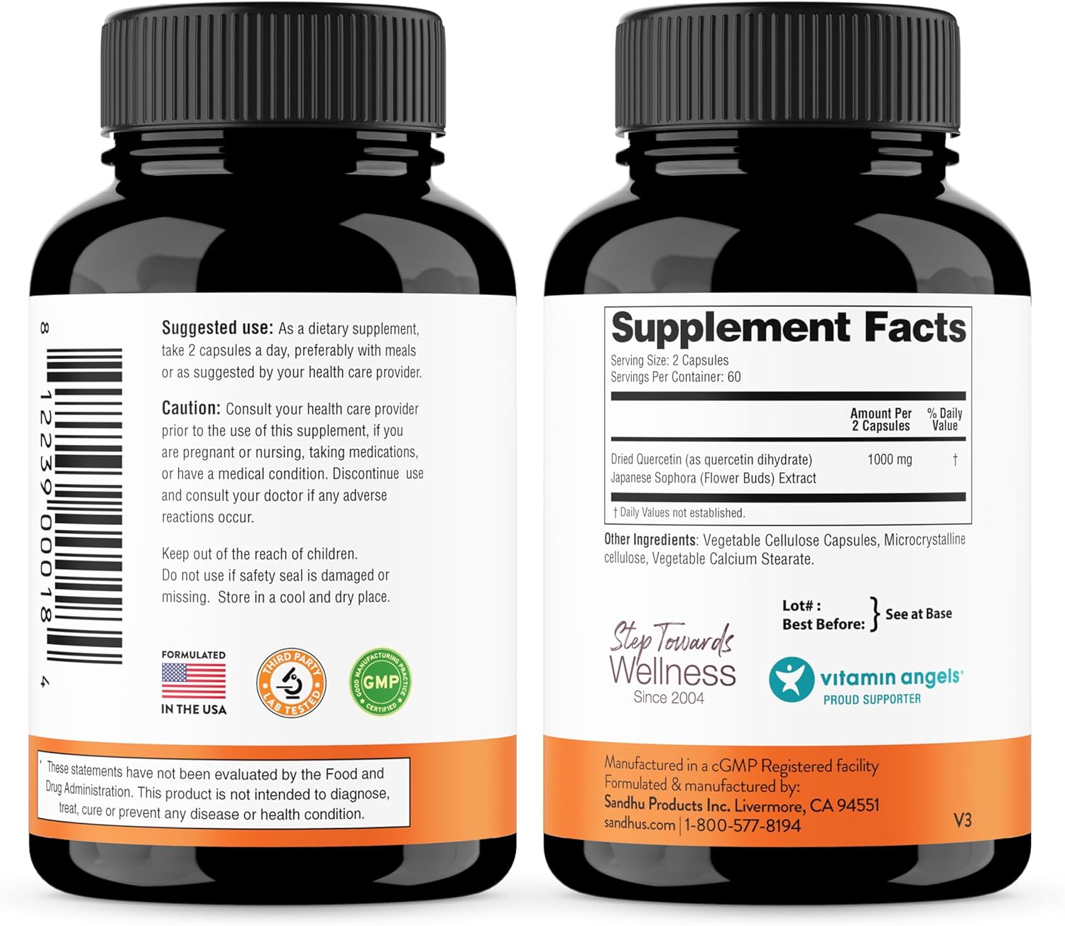 1000mg Quercetin & Bromelain Bioflavonoids Supplement for Immune Health | Sandhu's Quercetin Complex for Men & Women