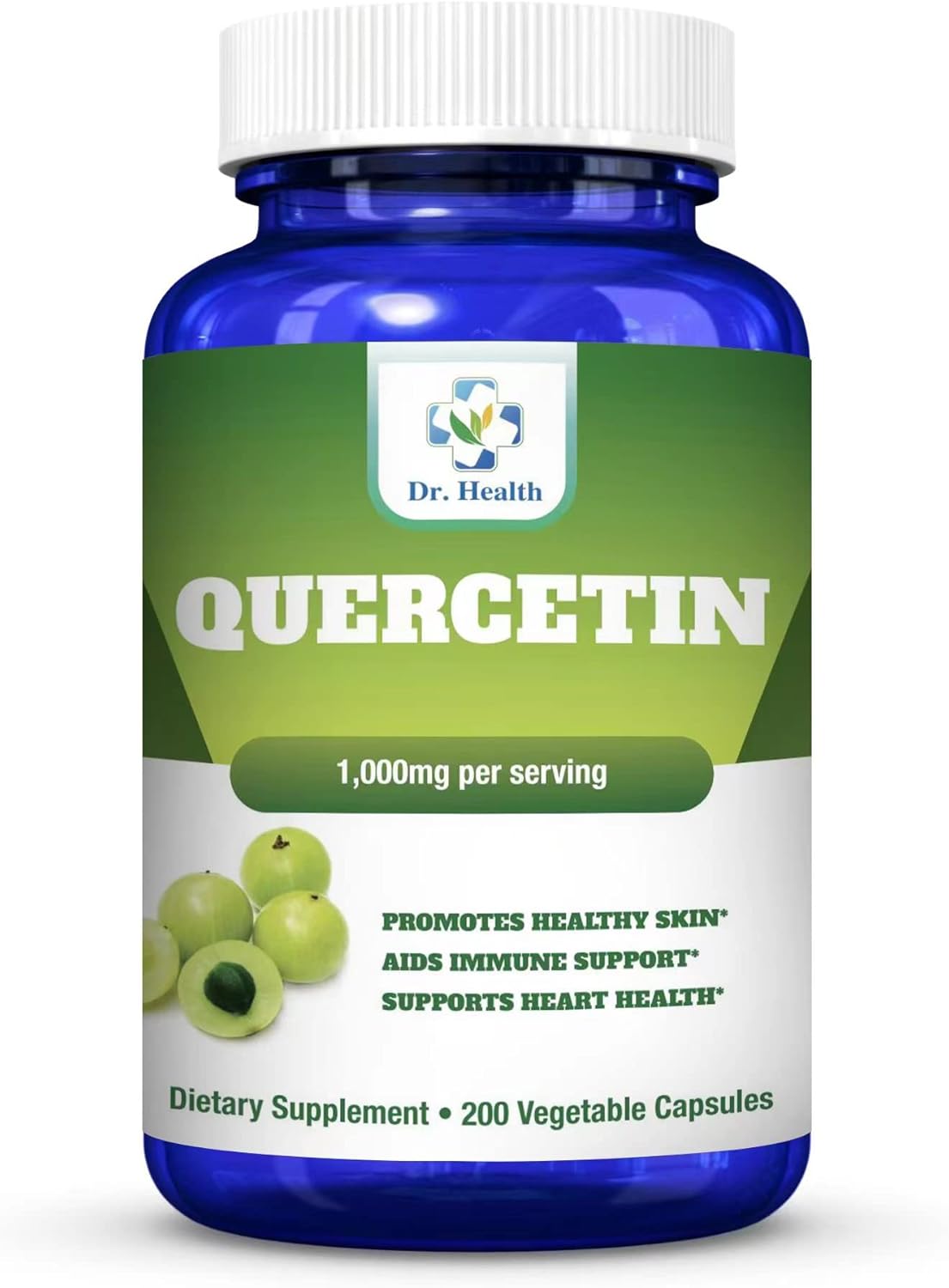 1000mg Quercetin Dietary Supplement Capsules - Cardiovascular & Respiratory Health Immunity Support - Non-GMO - Made in USA