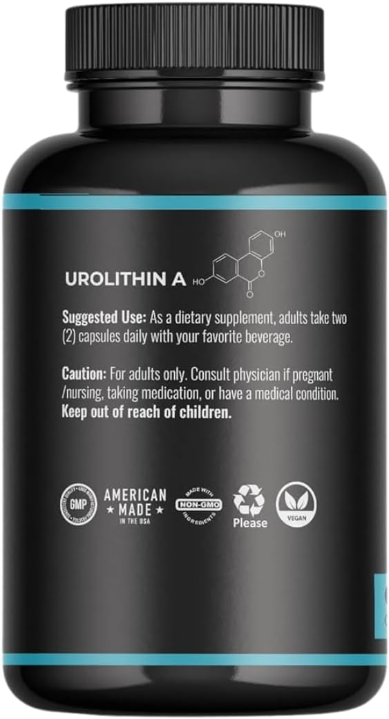 1000mg Urolithin A Plus Black Pepper Dietary Supplement by The SuperMom Company - 60 Vegetable Capsules