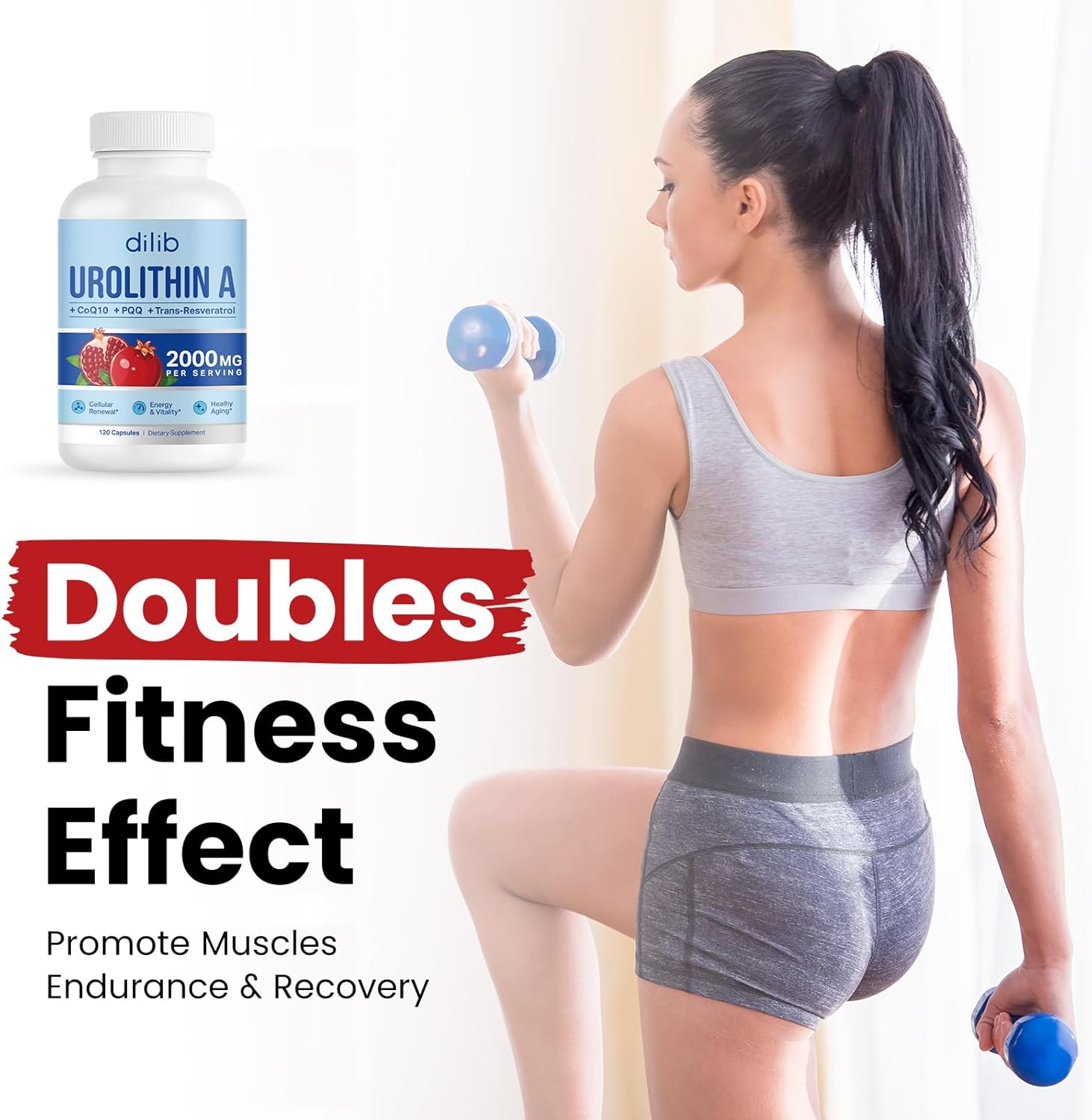 1000mg Urolithin A Supplement - 120 Capsules by dilib