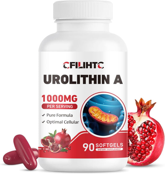 1000mg Urolithin A Supplement - 90 Softgels for Healthy Aging, Energy, Antioxidant Support & Mitochondrial Health