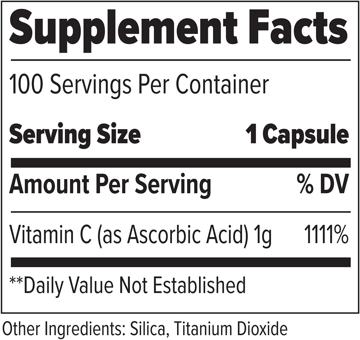 1000mg Vitamin C Capsules - Boost Immune System & Collagen Production - 100 Servings - FINAFLEX